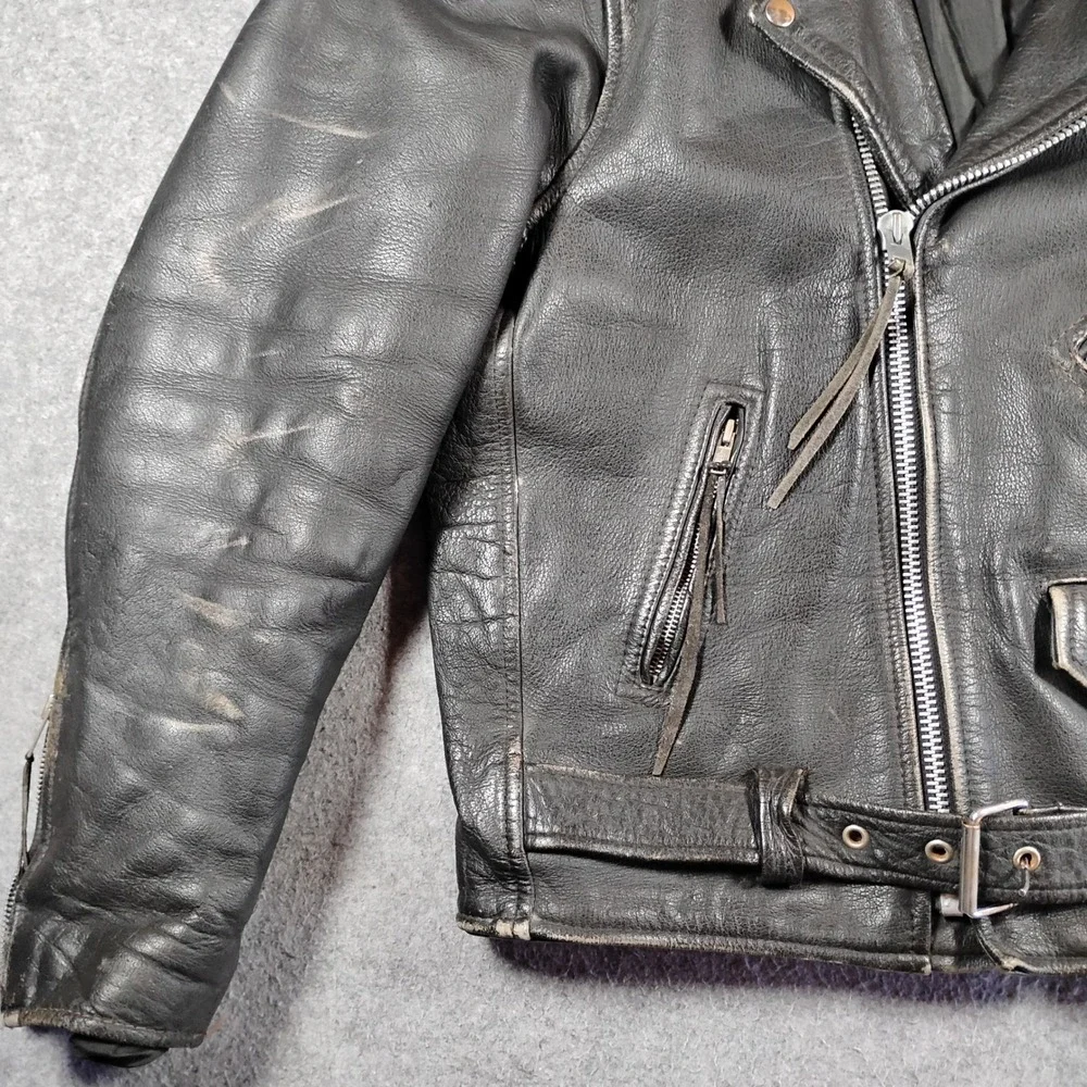 Vintage Wilsons Leather Motorcycle Jacket Mens Black Thinsulate Belted Biker L
